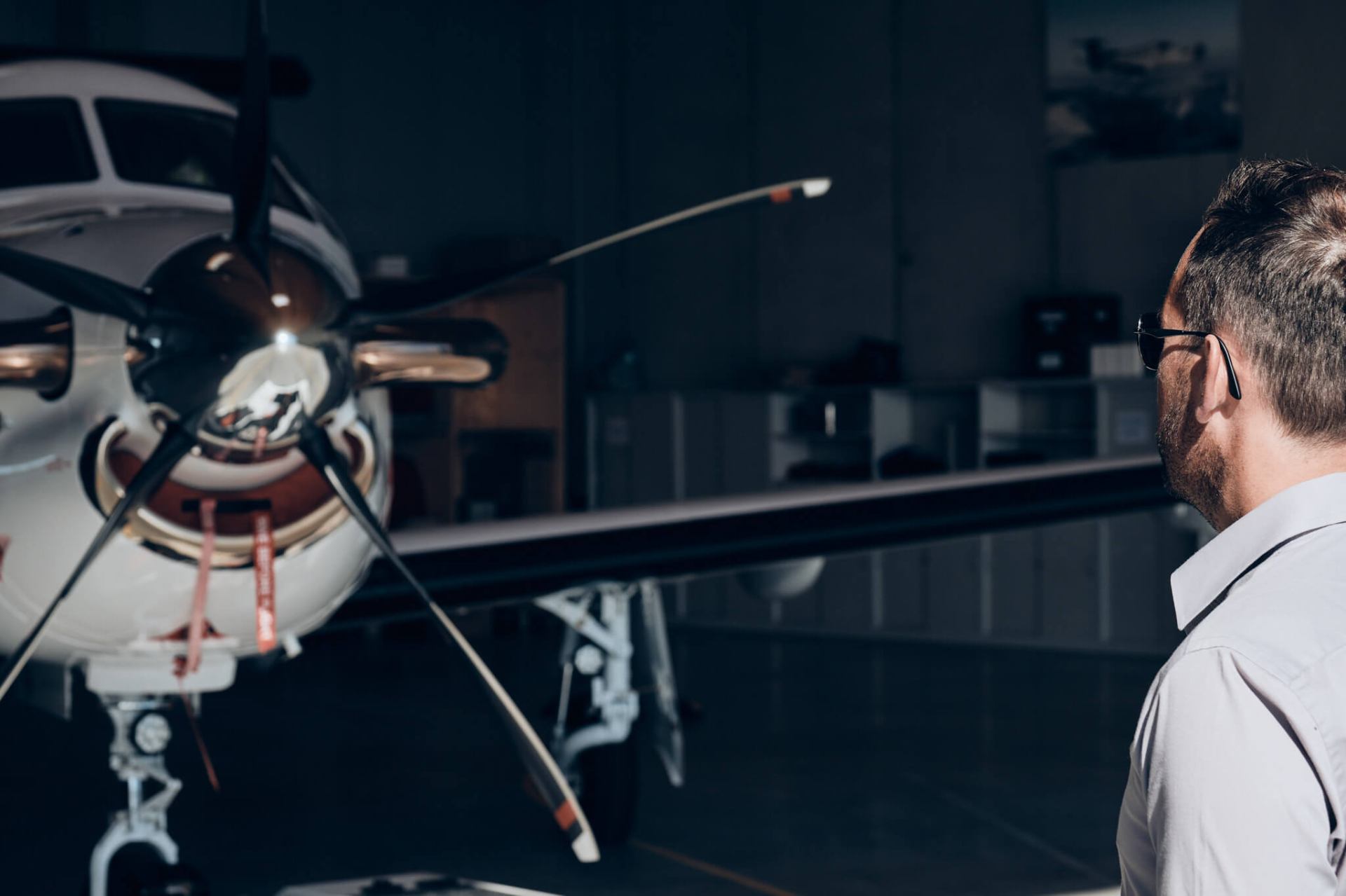 Thomas Wieser inspecting an aircraft